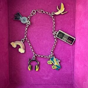 Sterling Silver Charm Bracelet with Colorful Charms